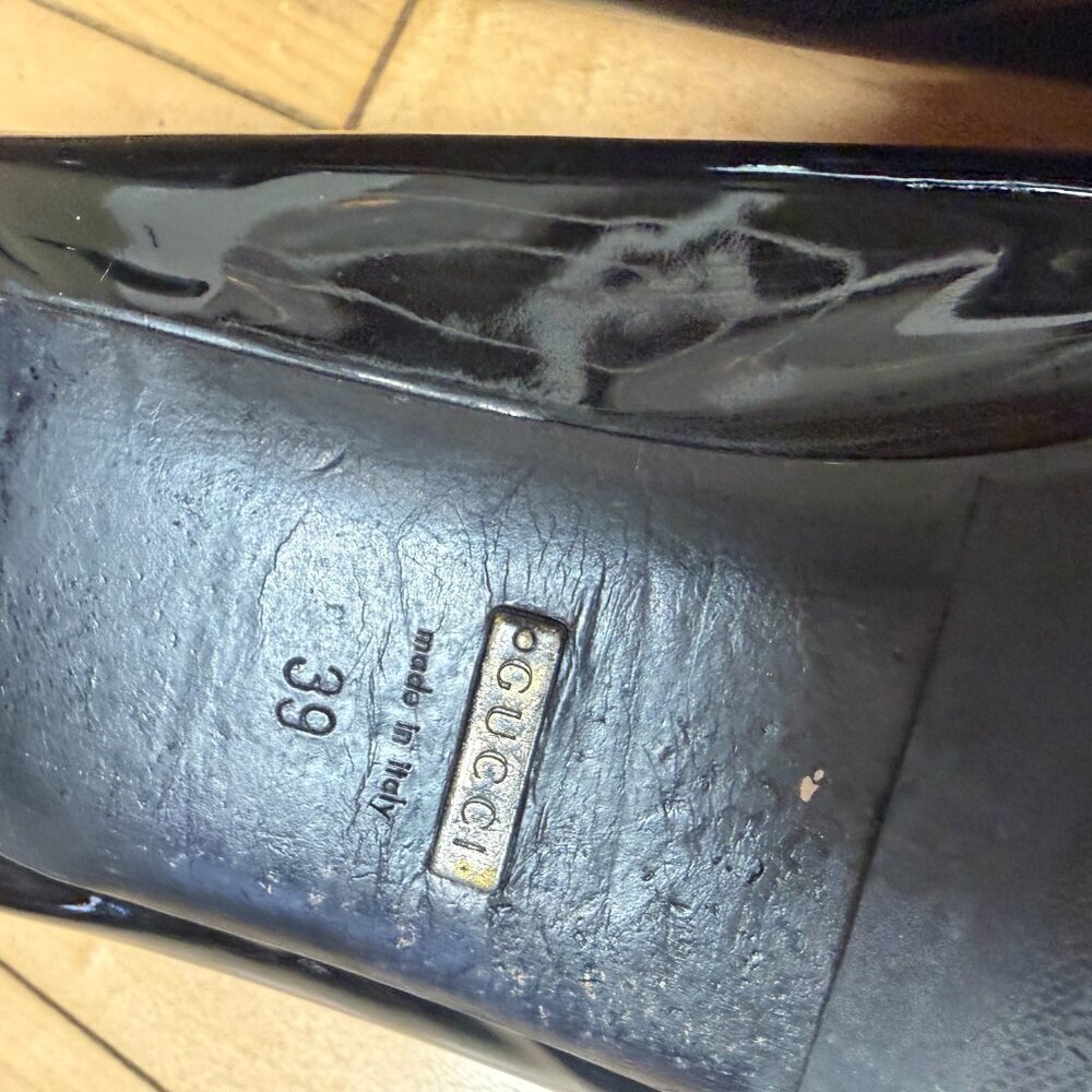Authentic GUCCI black patent leather ballet flats with horsebit detail size 39 - Picture 4 of 11